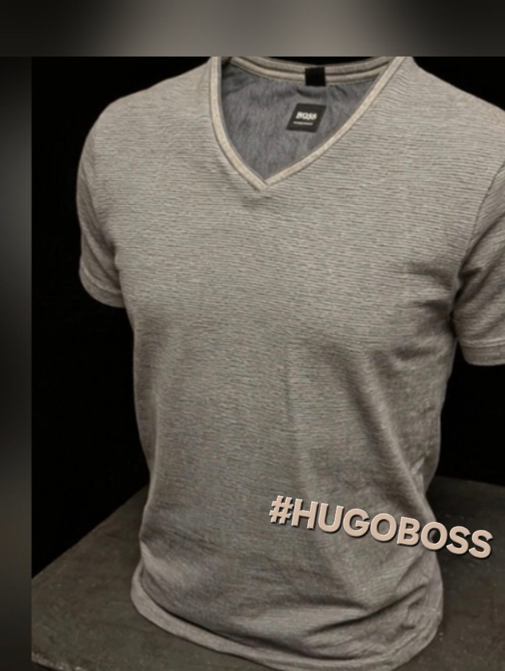 HUGO BOSS Charcoal V-Neck Tee